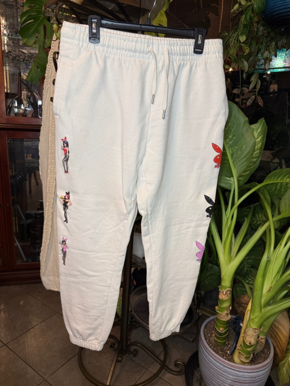 White Tokyo Playboy Bunny Joggers